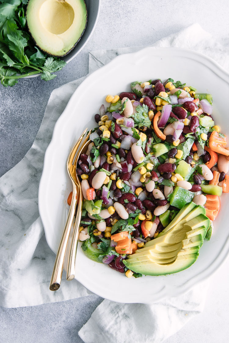 Mexican-Style Three Bean Salad ⋆ Cold Vegan Bean Salad in 10 Minutes!