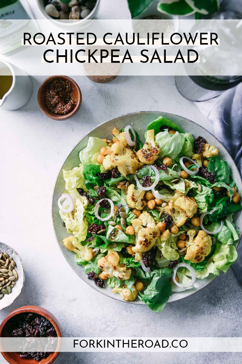Roasted Cauliflower Chickpea Salad ⋆ Plant-Based Roasted Veggie Salad!