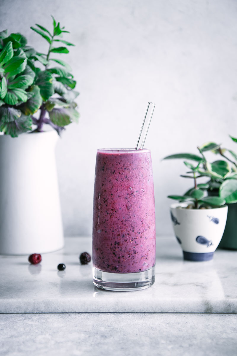 Berry Smoothie In Glass Stock Photo - Download Image Now
