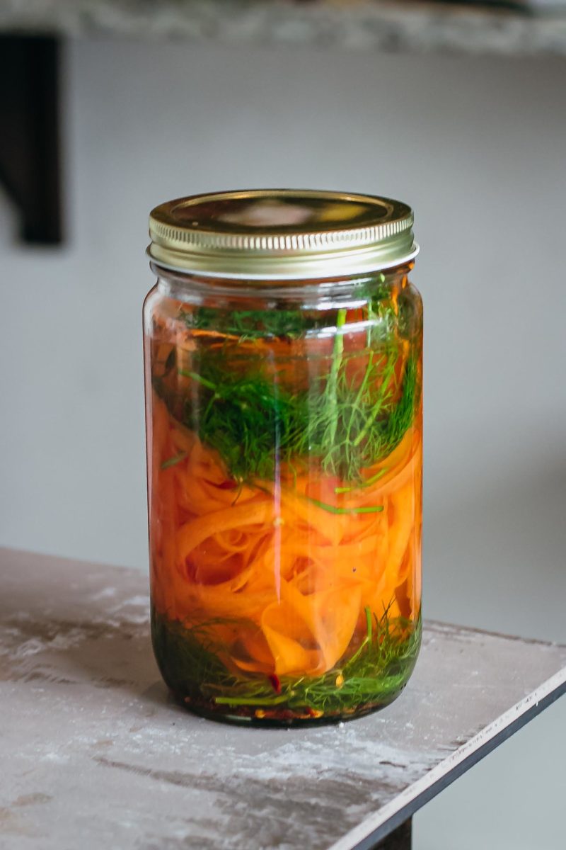 Quick Pickled Carrot Ribbons | Easy Refrigerator Dill Pickled Carrot Peels!